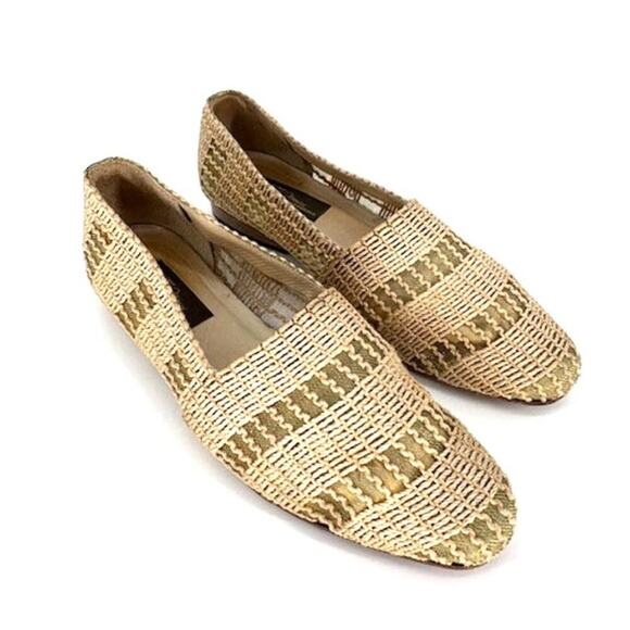 Rare Vintage 1970s Sesto Meucci Hand-Woven Raffia Sandal Flats – Size 7.5 - Picture 1 of 4